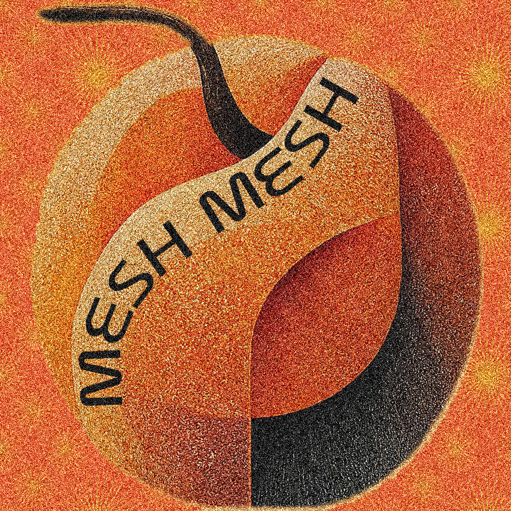 Meshmesh logo of an apricot on an orange background